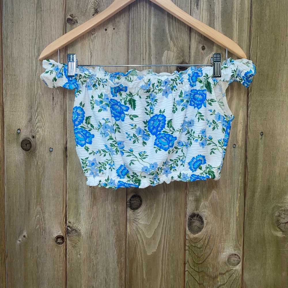 Topshop floral off the shoulder top